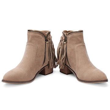 Automne hiver gland faux suède cheville bottes femmes chaussures à fermeture à glissière à plat